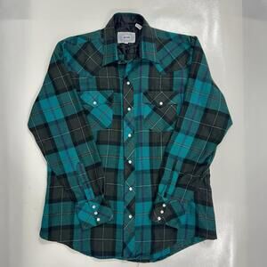 ATB Authentic Western Wear Pearl Snap Shirt Men's 16 Plaid